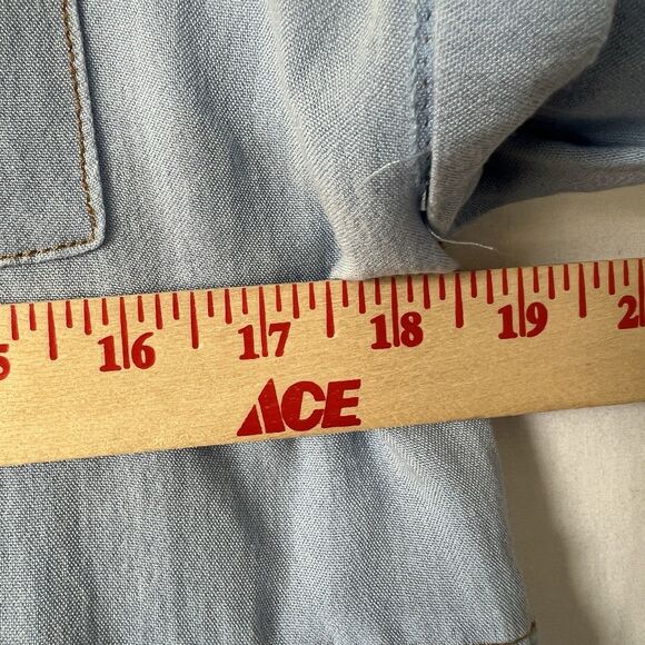 Umgee Frayed Hem Button Down Chambray Shirt Dress Tiered Denim Blue Sz S - Picture 6 of 8